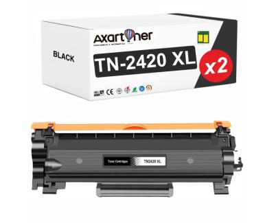 Compatible Pack x2 Brother TN2420 XL Negro - CON CHIP - Cartucho de Toner TN-2420 (ALTA CAPACIDAD / JUMBO)
