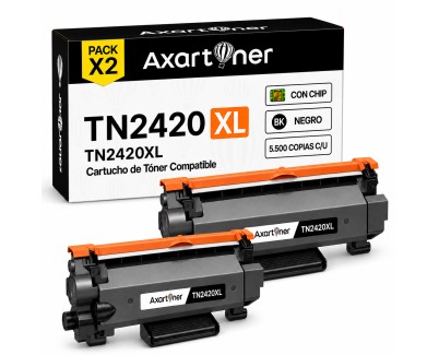 Compatible Pack x2 Brother TN2420 XL Negro - CON CHIP - Cartucho de Toner TN-2420 (ALTA CAPACIDAD / JUMBO) para Brother HL-L2310D HL-L2350DN HL-L2530DW HL-L2370DN HL-L2375DW DCP-L2510D MFC-L2710DN MFC-L2730DW MFC-L2750DW
