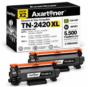 Compatible Pack x2 Brother TN2420 XL Negro - CON CHIP - Cartucho de Toner TN-2420 (ALTA CAPACIDAD / JUMBO) para Brother HL-L2310D HL-L2350DN HL-L2530DW HL-L2370DN HL-L2375DW DCP-L2510D MFC-L2710DN MFC-L2730DW MFC-L2750DW