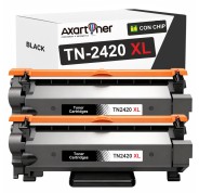 Compatible Pack x2 Brother TN2420 XL Negro - CON CHIP - Cartucho de Toner TN-2420 (ALTA CAPACIDAD / JUMBO) para Brother HL-L2310D HL-L2350DN HL-L2370DN HL-L2375DW DCP-L2510D DCP-L2530DW MFC-L2710DN MFC-L2730DW MFC-L2750DW