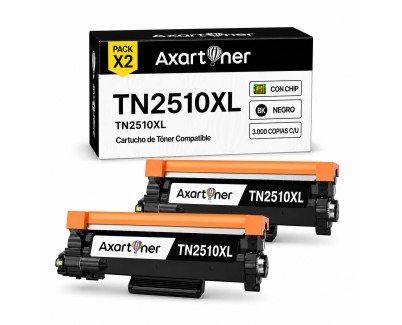 Compatible Pack x2 Brother TN2510XL Negro Cartucho de Toner para Brother DCP-L2620 / DCP-L2627 / DCP-L2660 / DCP-L2665 / HL-L2400 / HL-L2445 / HL-L2447 / MFC-L2800 / MFC-L2827 / MFC-L2835 / MFC-L2860 / MFC-L2960 / MFC-L2980