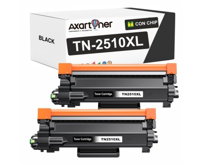 Compatible Pack x2 Brother TN2510XL / TN2510 Negro Cartucho de Toner para Brother DCP-L2620 / DCP-L2627 / DCP-L2660 / DCP-L2665 / HL-L2400 / HL-L2445 / HL-L2447 / MFC-L2800 / MFC-L2827 / MFC-L2835 / MFC-L2860 / MFC-L2960 / MFC-L2980