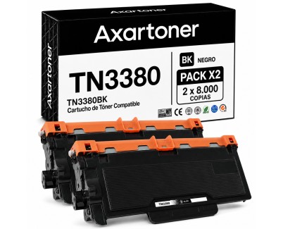 Compatible Pack x2 Brother TN3380 Negro Cartuchos de Toner TN-3380  TN-3300