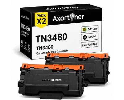 Compatible Pack x2 Brother TN3480 / TN3430 Negro Cartuchos de Toner TN-3480