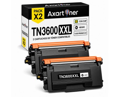 Compatible Pack x2 Brother TN3600XXL / TN-3600 XXL Negro Cartucho de Toner para Brother DCP-L5510DW / HL-L5210DN / HL-L5210DW / HL-L6210DW / HL-L6410DN / MFC-L5710DN / MFC-L5710DW / / MFC-L6710DW / MFC-L6910DN