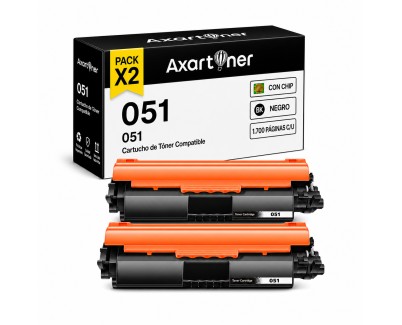Compatible Pack x2 Canon 051 Negro Cartucho de Toner 2168C001 para Canon LBP160, LBP162, MF260, MF264, MF267, MF269