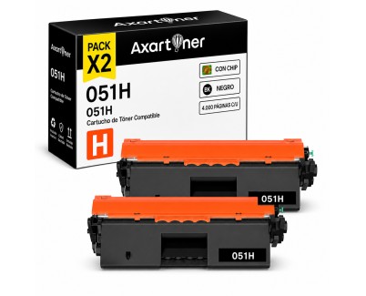 Compatible Pack x2 Canon 051H Negro Cartucho de Toner 2169C001 para Canon LBP160, LBP162, MF260, MF264, MF267, MF269