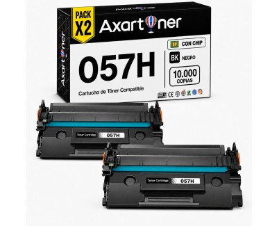 Compatible Pack x2 Canon 057H / CRG057H - CON CHIP - Negro Cartucho de Toner 3010C002 LBP223, LBP226, LBP228, LBP233, MF443, MF445, MF446, MF449, MF453, MF455