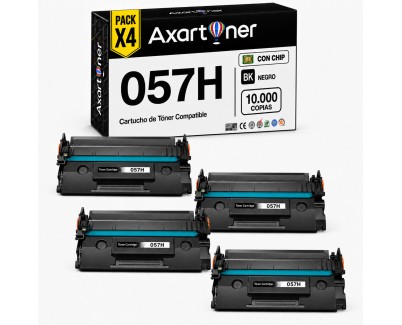 Compatible Pack x4 Canon 057H / CRG057H - CON CHIP - Negro Cartucho de Toner 3010C002 LBP223, LBP226, LBP228, LBP233, MF443, MF445, MF446, MF449, MF453, MF455