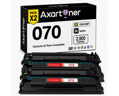 Compatible Pack x2 Canon 070 / 5639C002 Negro Cartucho de Toner para Canon i-SENSYS LBP243dw / LBP246dw / MF461dw / MF463dw / MF465dw
