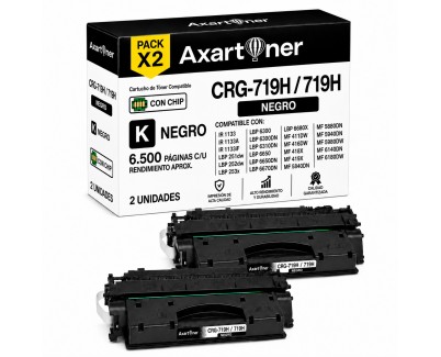 Compatible Pack x2 Canon 719H Negro Cartucho de Toner 3480B002 para Canon LBP-6300dn 6650dn 6680x 6670dn 6310dn MF6180dw 6140dn LBP-253x 251dw 252dw MF411dw 416dw 418x 419x