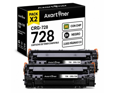 Compatible Pack x2 Canon 728 Negro Cartucho de Toner 3500B002 CRG-728