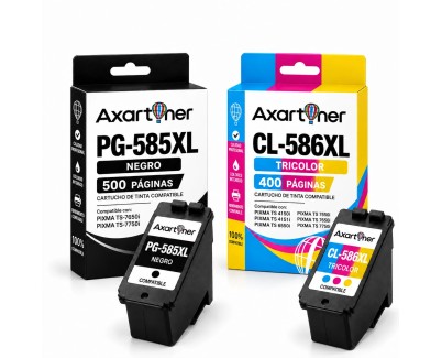 Compatible Pack x2 Canon PG585XL Negro + CL586XL Color Cartuchos de Tinta para Canon Pixma TS7650i / TS7750i