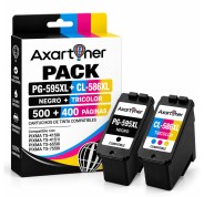 Compatible Pack x2 Canon PG595XL Negro + CL586XL Color Cartuchos de Tinta para Canon Pixma TS4150i / TS4151i / TS6550i / TS7550I