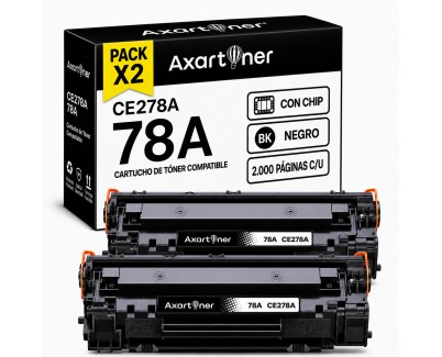 Compatible Pack x2 HP CE278A / 78A Negro Cartucho de Toner para HP LaserJet Pro P1566, P1606dn, M1530, M1536, M1536dnf
