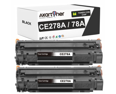 Compatible Pack x2 HP CE278A / 78A Negro Cartucho de Toner para HP LaserJet Pro P1566, P1606dn, M1530, M1536, M1536dnf