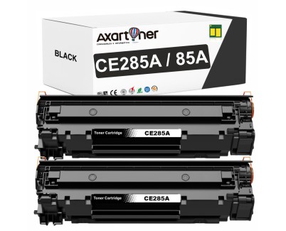 Compatible Pack x2 HP CE285A / 85A Negro Cartucho de Toner para HP LaserJet Pro P1102, P1102w, M1212nf, P1109w, M1217nfw, MF3010, 1102w