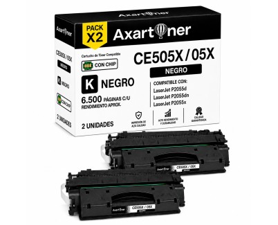 Compatible Pack x2 HP CE505X / 05X Negro Cartucho de Toner