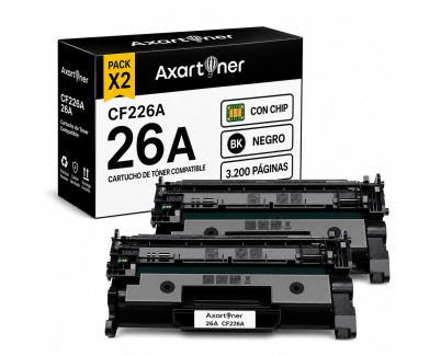 Compatible Pack x2 HP CF226A 26A Negro Cartuchos de Toner para HP LaserJet Pro M402, MFP M426