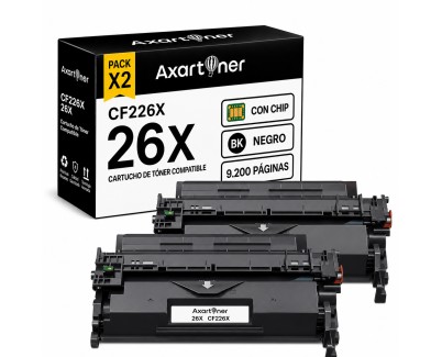 Compatible Pack x2 HP CF226X / 26X Negro Cartuchos de Toner para HP LaserJet Pro M402dn, M402n, M402d, M426dw, M426fdn, M426fdw, M402dne, M402dw, M402m, M426m