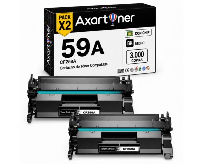 Compatible Pack x2 HP CF259A / 59A - CON CHIP - Negro Cartucho de Toner para HP LaserJet Pro M304a, M404dn, M404dw, M404n, MFP M428dw, MFP 428fdn, MFP M428fdw, Enterprise M406dn, MFP M430f