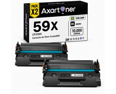 Compatible Pack x2 HP CF259X / 59X - CON CHIP - Negro Cartucho de Toner para HP LaserJet Pro M304a, M404dn, M404dw, M404n, MFP M428dw, MFP 428fdn, MFP M428fdw, Enterprise M406dn, MFP M430f