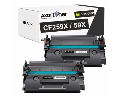 Compatible Pack x2 HP CF259X / 59X - CON CHIP - Negro Cartucho de Toner para HP LaserJet Pro M304a, M404dn, M404dw, M404n, MFP M428dw, MFP 428fdn, MFP M428fdw, Enterprise M406dn, MFP M430f