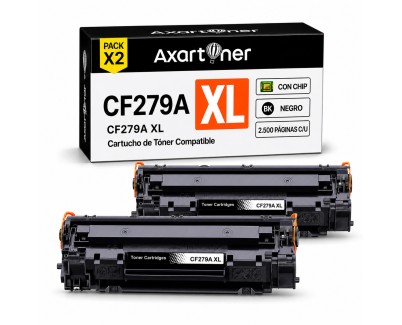 Compatible Pack x2 HP CF279A XL / 79X Negro Cartucho de Toner Alta Capacidad / Jumbo para HP LaserJet Pro M12a / M12w / MFP M26a / MFP M26nw