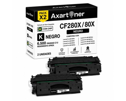Compatible Pack x2 HP CF280X / 80X Negro Catuchos de Toner