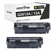 Compatible Pack x2 HP Q2612A / 12A Negro Cartucho de Toner para HP LaserJet 1010 1012 1015 1018 1020 1022 1022n 1022nw 3020 3030 3050 3052 3055 M1005 M1005mfp M1319 M1319f
