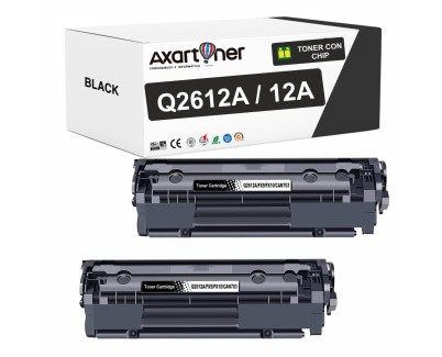 Compatible Pack x2 HP Q2612A / 12A Negro Cartucho de Toner para HP LaserJet 1010 1012 1015 1018 1020 1022 1022n 1022nw 3020 3030 3050 3052 3055 M1005 M1005mfp M1319 M1319f