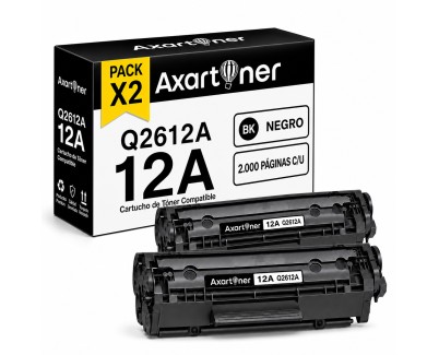 Compatible Pack x2 HP Q2612A / 12A Negro Cartucho de Toner para HP LaserJet 1010 1012 1015 1018 1020 1022 1022n 1022nw 3020 3030 3050 3052 3055 M1005 M1005mfp M1319 M1319f
