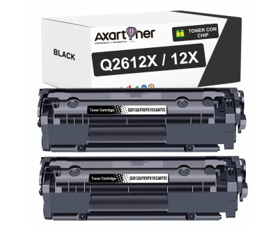 Compatible Pack x2 HP Q2612X / 12X Negro Cartucho de Toner para HP LaserJet 1010 1012 1015 1018 1020 1022 1022n 1022nw 3020 3030 3050 3052 3055 M1005 M1005mfp M1319 M1319f