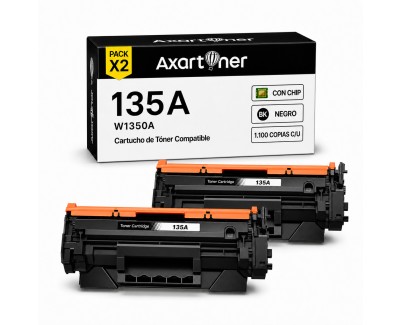 Compatible Pack x2 HP W1350A / 135A - CON CHIP - Negro Cartucho de Toner (NO usar en HP+ / Serie E) para HP LaserJet M207dw M209d M209dw / MFP M232dw M233dw M234d M234dw M234sdn M234sdw M235dw M235sdw M236dw M237dw