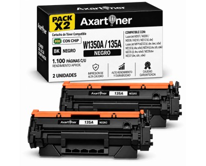 Compatible Pack x2 HP W1350A / 135A - CON CHIP - Negro Cartucho de Toner (NO usar en HP+ / Serie E) para HP LaserJet M207dw M209d M209dw / MFP M232dw M233dw M234d M234dw M234sdn M234sdw M235dw M235sdw M236dw M237dw