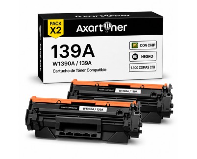 Compatible Pack x2 HP W1390A / 139A - CON CHIP - Negro Cartucho de Toner para HP LaserJet Pro 3001dn 3001dw 3002dn 3002dw 3003dn 3003dw 3004dn 3004dw / Lasejert Pro MFP 3101fdn 3101fdw 3102fdn 3102fdw 3103fdn 3103fdw 3104fdn 3104fdw