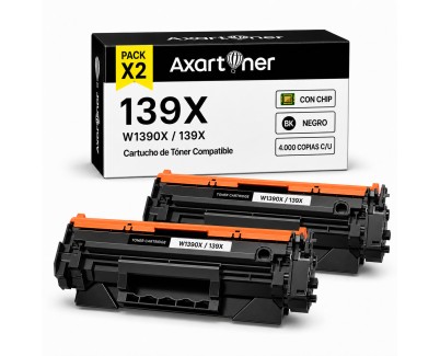 Compatible Pack x2 HP W1390X / 139X - CON CHIP - Negro Cartucho de Toner (NO usar en impresoras terminan en E) para HP LaserJet Pro 3001, 3002, 3003, 3004, MFP 3101, MFP 3102, MFP 3103, MFP3104