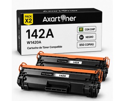 Compatible Pack x2 HP W1420A / 142A - CON CHIP - Negro Cartucho de Toner (NO usar en impresoras terminan en E)  para HP LaserJet MFP M140w LaserJet M110w M110 M140 M140w M139w