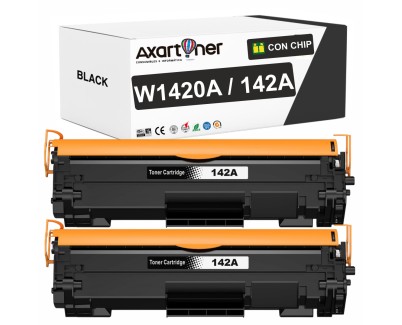 Compatible Pack x2 HP W1420A / 142A - CON CHIP - Negro Cartucho de Toner (NO usar en impresoras terminan en E)  para HP LaserJet MFP M140w LaserJet M110w M110 M140 M140w M139w