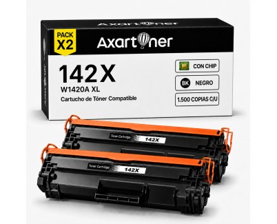 Compatible Pack x2 HP W1420A XL / 142X - CON CHIP - Negro Cartucho de Toner (NO usar en impresoras que terminan en E) para HP LaserJet MFP M140w LaserJet M110w M110 M140 M140w M139w