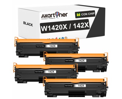 Compatible Pack x4 HP W1420A XL / 142XL - CON CHIP - Negro Cartucho de Toner (NO usar en impresoras que terminan en E) para HP LaserJet MFP M140w LaserJet M110w M110 M140 M140w M139w