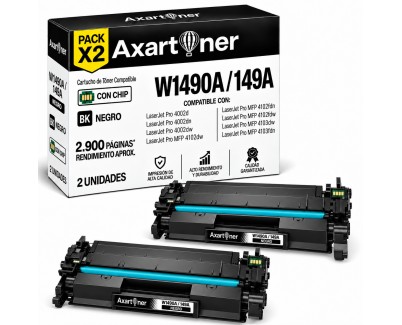 Compatible Pack x2 HP W1490A / 149A - CON CHIP - Negro Cartucho de Toner (NO usar en impresoras terminan en E) para HP LaserJet Pro 4002d 4002dn 4002dw 4002n MFP 4102dw MFP 4102fdn MFP 4102fdw MFP 4103dw MFP 4103fdn