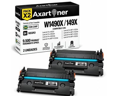Compatible Pack x2 HP W1490X / 149X - CON CHIP - Negro Cartucho de Toner (NO usar en impresoras terminan en E) para HP LaserJet Pro 4002d 4002dn 4002dw 4002n MFP 4102dw MFP 4102fdn MFP 4102fdw MFP 4103dw MFP 4103fdn