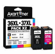 Compatible Pack x2 Lexmark 36XL Negro + 37XL Tricolor Cartuchos de Tinta
