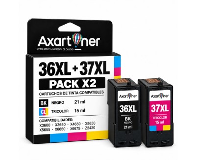 Compatible Pack x2 Lexmark 36XL Negro + 37XL Tricolor Cartuchos de Tinta