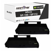 Compatible Pack x2 Ricoh Aficio SP100E / SP112 Negro Cartucho de Toner 407166 / SP100LE