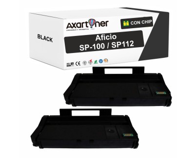 Compatible Pack x2 Ricoh Aficio SP100E / SP112 Negro Cartucho de Toner 407166 / SP100LE