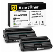 Compatible Pack x2 Ricoh Aficio SP300dn / SP300n Negro Cartuchos de Toner 406956