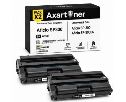Compatible Pack x2 Ricoh Aficio SP300dn / SP300n Negro Cartuchos de Toner 406956
