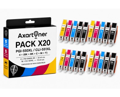 Compatible Pack x20 Canon PGI550XL / CLI551XL Cartuchos de Tinta